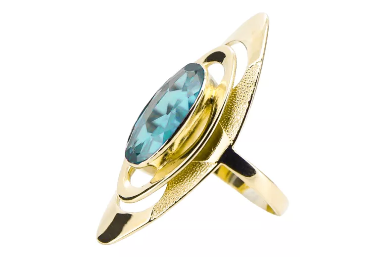 Ring Vintage style Aquamarine 14K Yellow gold vrc189y