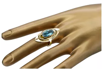 Inel Vintage Acvamarin Aur galben 14K vrc189y