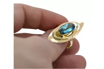 Inel Vintage Acvamarin Aur galben 14K vrc189y