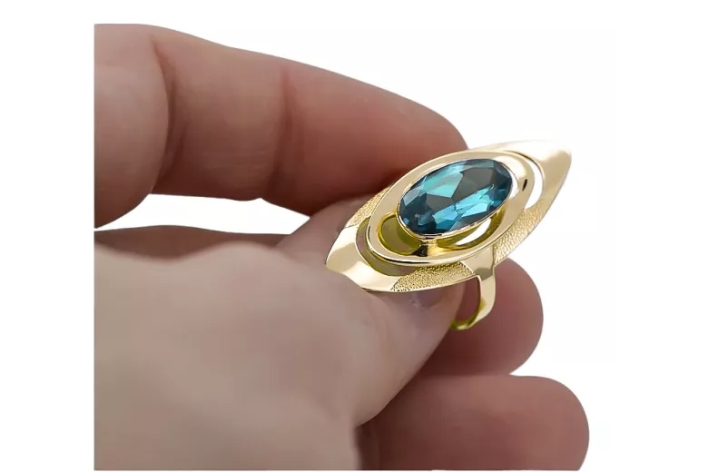 14 Karat Gelbgold Aquamarin Ring Vintage Stil vrc189y