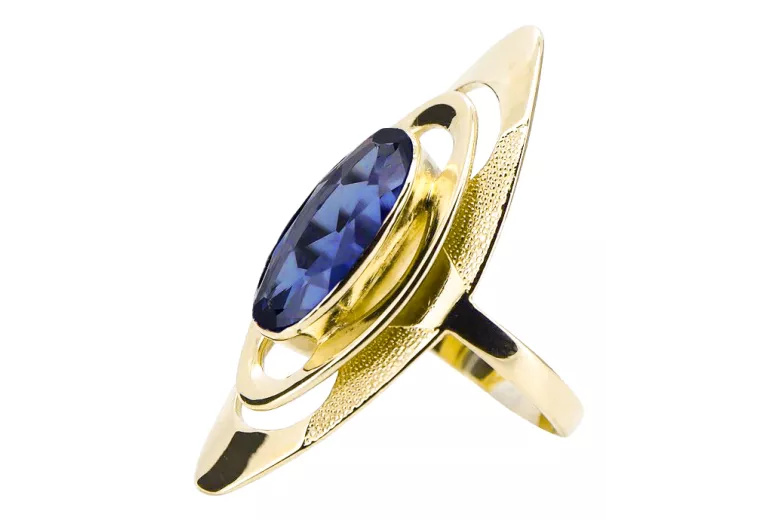 Sapphire 14K Yellow gold Ring Vintage style vrc189y