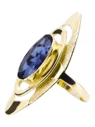 Oro amarillo de 14 quilates Zafiro Anillo Artesanía vintage vrc189y