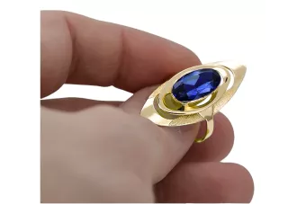 Safir Aur galben 14K Inel Vintage Craft  vrc189y