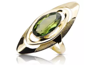 Péridot jaune Or jaune 14 carats Anneau Artisanat vintage vrc189y