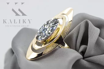 Циркон 14-кв Желтое золото Кольцо Винтаж изделия vrc189y