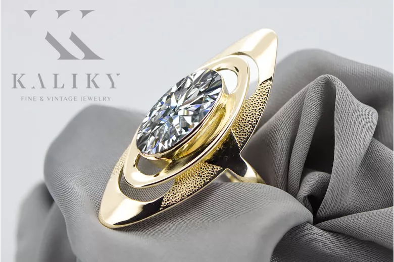 Inel Zircon Aur galben 14K Stil Vintage vrc189y