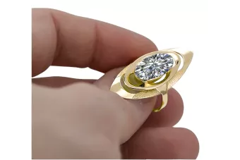 Oro amarillo de 14 quilates Circón Anillo Vintage vrc189y