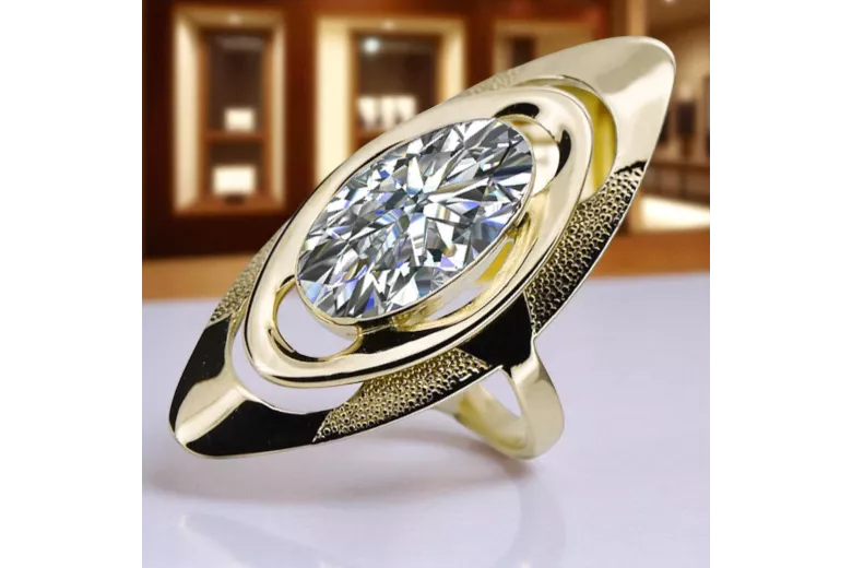 Циркон 14K Жовте золото Каблучка Вінтаж vrc189y