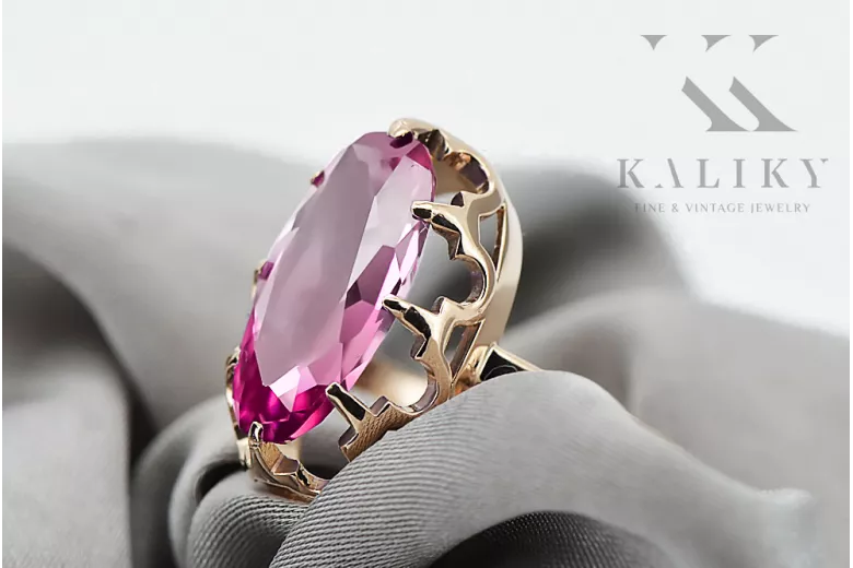 Vintage Anillo Amatista Oro rosa antiguo original de 14k vrc253r