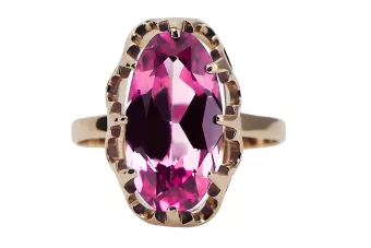 Vintage Anillo Amatista Oro rosa antiguo original de 14k vrc253r