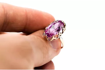 Žiedas Ametistas Originalus 14k rožinio aukso vintage Vintage vrc253r