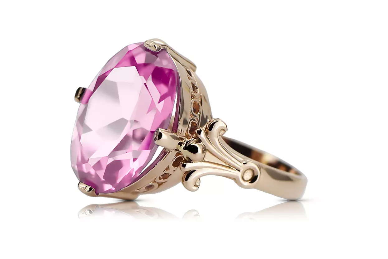 Anneau Améthyste Or rose 14 carats vintage d'origine Bijoux vintage vrc369r