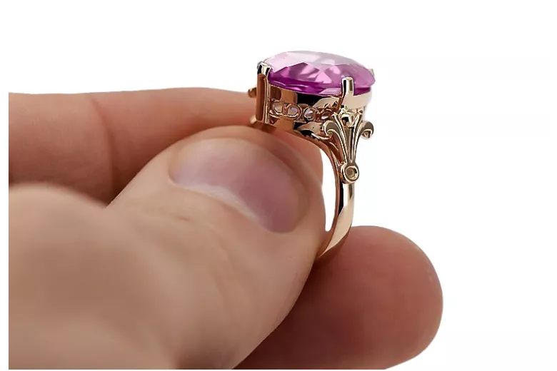 Anneau Améthyste Or rose 14 carats vintage d'origine Bijoux vintage vrc369r