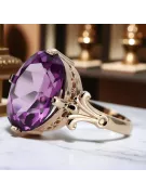 Оригинално ретро 14k розово злато Аметист Пръстен Винтидж крафт vrc369r