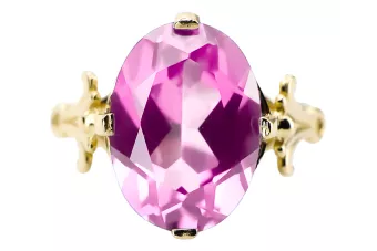 Anneau Améthyste Or jaune 14 carats Artisanat vintage vrc369y