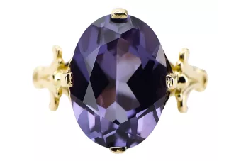 Каблучка Вінтаж стиль Олександрит 14K Жовте золото vrc369y