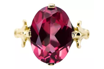 14-кв Желтое золото Рубин Кольцо Винтаж стиль vrc369y