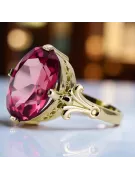 14k żółte złoto Rubin Pierścionek Styl Vintage vrc369y