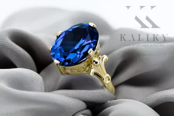 14k żółte złoto Szafir Pierścionek Vintage unikatowe vrc369y