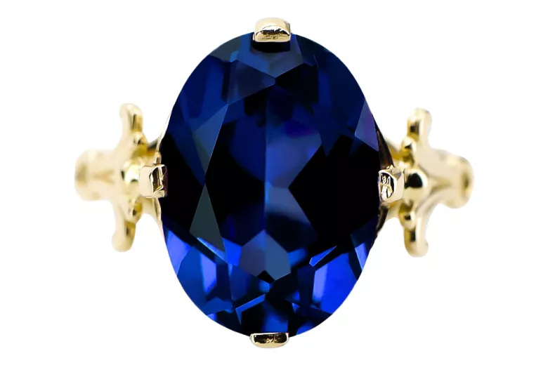 Ring Vintage style Sapphire 14K Yellow gold vrc369y