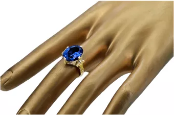 Сапфир 14-кв Желтое золото Кольцо Винтаж стиль vrc369y