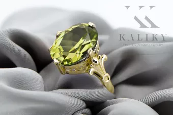14k geltono aukso Geltonasis peridotas Žiedas Vintažinis stilius vrc369y
