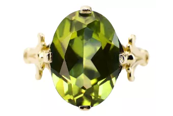 Artesanía vintage Anillo Peridoto amarillo Oro amarillo de 14 quilates vrc369y