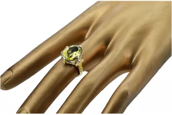 14k geltono aukso Geltonasis peridotas Žiedas Vintažinis stilius vrc369y