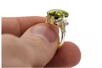 14k geltono aukso Geltonasis peridotas Žiedas Vintažinis stilius vrc369y