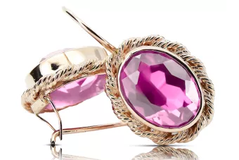 Аметист 14K розовые золотые серьги Vintage Jewlery vec007r