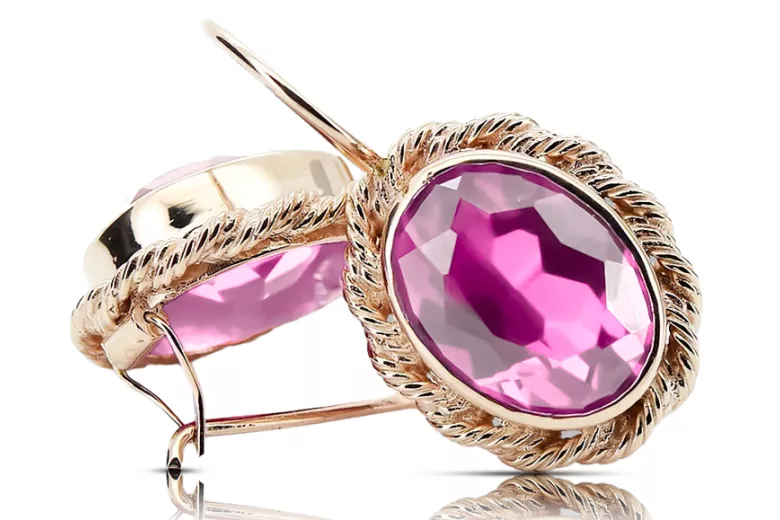 Amethyst Original 14K cercei de aur roz bijuterii Vintage vec007r