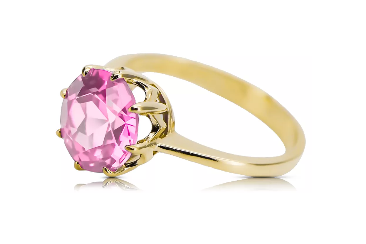 Or jaune 14 carats Améthyste Anneau Artisanat vintage vrc157y