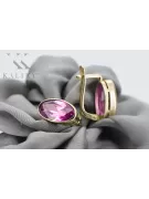 Galben 14K 585 Cercei de aur ametist VEC001Y Rusul Sovietic Vintage Style
