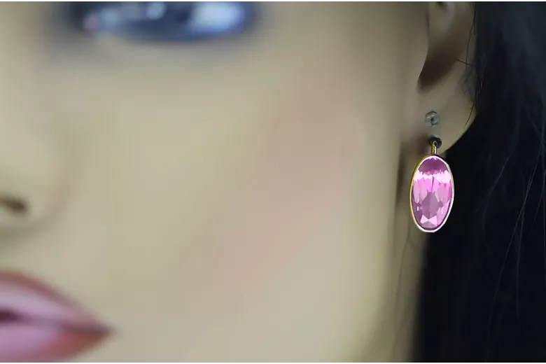 Žlutá 14K 585 Zlato Amethyst náušnice Vec001y ruský sovětský vintage styl