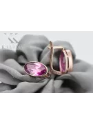 Kolczyki z różowego czerwonego 14k złota 585 z ametystem vec001 Vintage