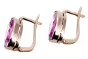 Rose Pink 14k 585 Pendientes de amatista de oro VEC001 RUSO SOVIET VINTY STYLE