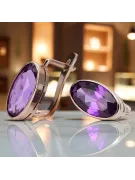 Rose Pink 14K 585 Cercei de aur ametist VEC001 Stil de epocă sovietică rusă