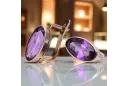 Розов розов 14k 585 златни аметист обеци VEC001 руски съветски стил