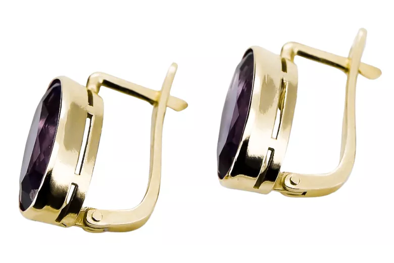 Pendientes Alejandrita Oro amarillo de 14 quilates Vintage vec001y