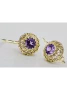 Pendientes Alejandrita Oro amarillo de 14 quilates Artesanía vintage vec002y
