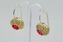 Ruby 14K Yellow gold Earrings Vintage style vec002y