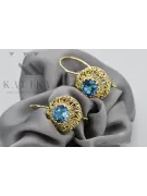 Earrings Vintage craft Aquamarine 14K Yellow gold vec002y