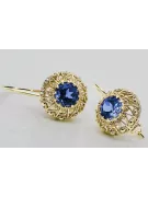 Saphir Or jaune 14 carats Des boucles d'oreilles Artisanat vintage vec002y