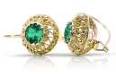 Earrings Emerald 14K Yellow gold Vintage craft vec002y