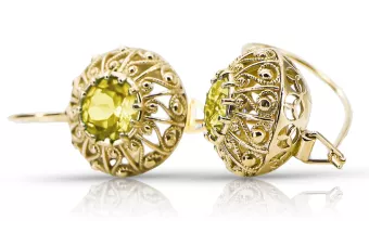 Péridot jaune Or jaune 14 carats Des boucles d'oreilles Artisanat vintage vec002y