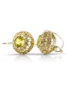 Yellow Peridot 14K Yellow gold Earrings Vintage craft vec002y