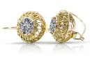 Earrings Zircon 14K Yellow gold Vintage style vec002y