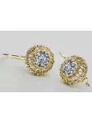 14K жълто злато Циркон Обеци Винтидж vec002y