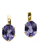 Žlutá 14k 585 zlata Alexandrite náušnice Vec003y Vintage Ruský sovětský styl Velké barevné kameny