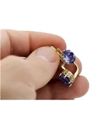 Geltona 14k 585 aukso alexandrite auskarai VEC003Y Vintage rusų sovietinis stilius dideli spalvų akmenys